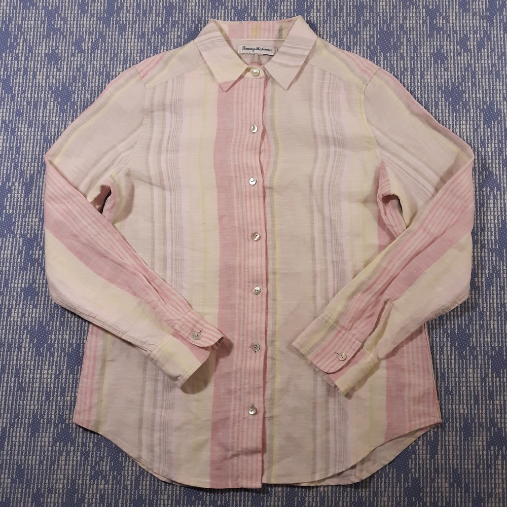 Tommy Bahama Linen Shirt Womens Small Long Sleeve Button Up